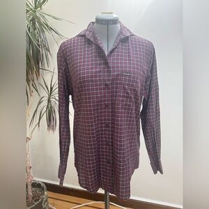 Faconnable Burgundy and Navy Checkered Shirt